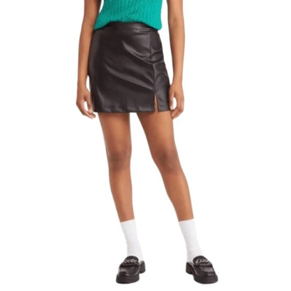 * New ~ BP. NORDSTROM ~  Faux Leather Mini Skirt With Side Slit Size M - Picture 5 of 5